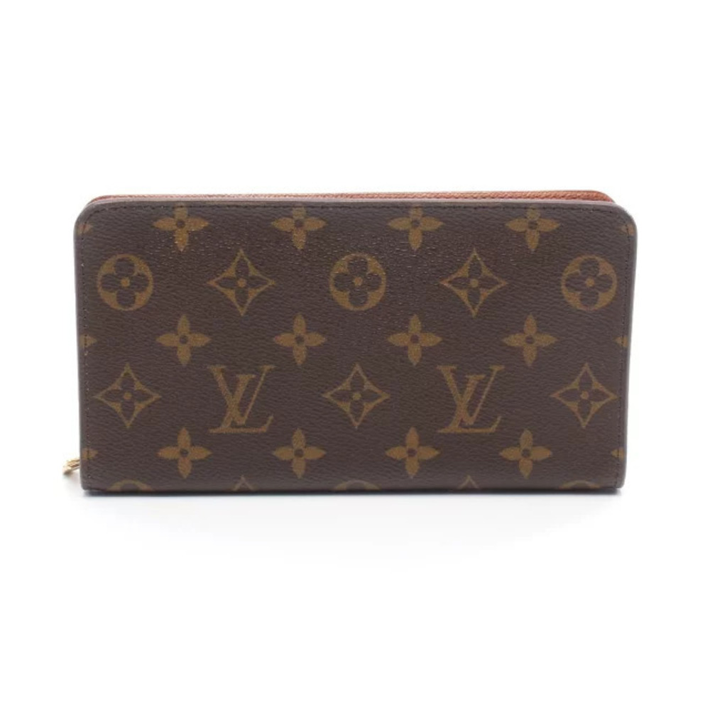 Louis Vuitton Portemonnaie Zip Round Long Wallet Leather Canvas Monogram Brown